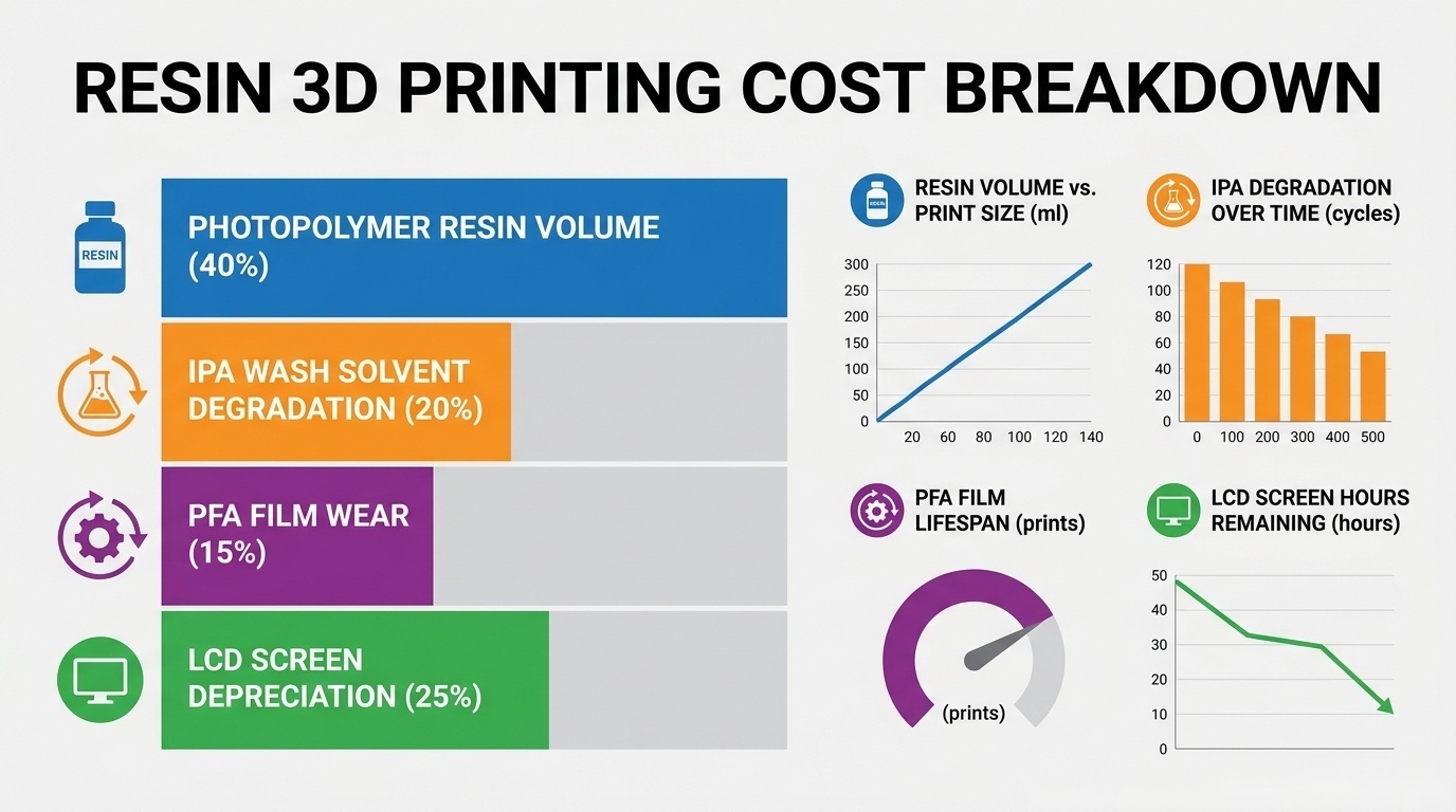 Resin 3D printing cost breakdown diagram